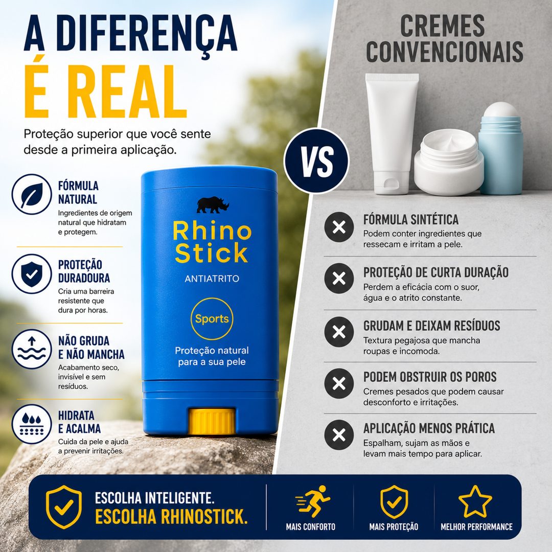 A diferença é real: Rhino Stick vs cremes convencionais